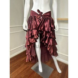 Vintage OMO Norma Kamali Shawl cape Wrap Skirt Ruffle Satin RARE AF designer OS